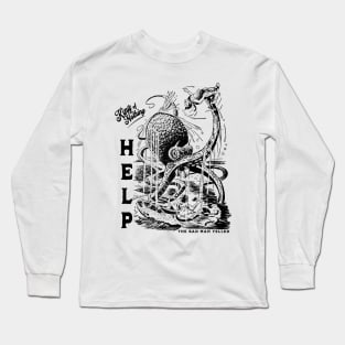 A man is held by an octopus in a nautical scene reminiscent of 20,000 leagues under the sea Long Sleeve T-Shirt